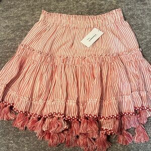 Misa Los Angeles red & white striped skirt with tassels. NWT, never worn.
